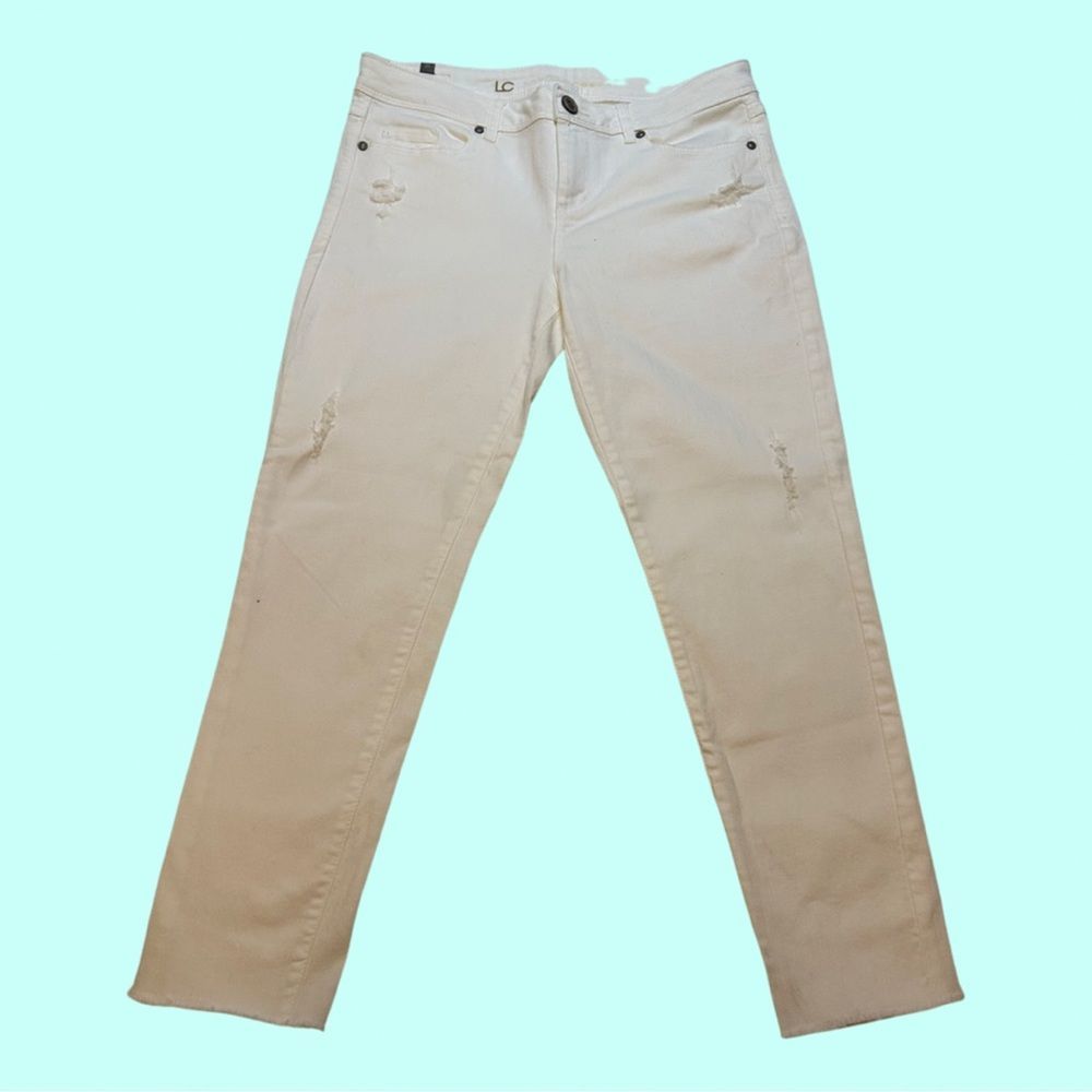 Lauren Conrad women jeans cropped white size 10 cotton skinny leg